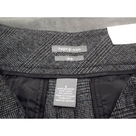 Apt. 9 Ava Woman's Sz.6 Black Gray Plaid Cropped Capri Dress Pants Office - Picture 3 of 10